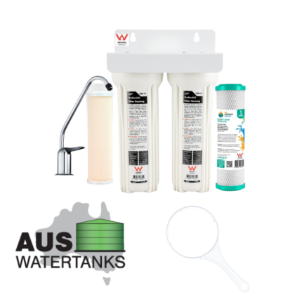 Twin Under Sink Water Filter System with Ceramic & Carbon Block Filters + Chrome Tap